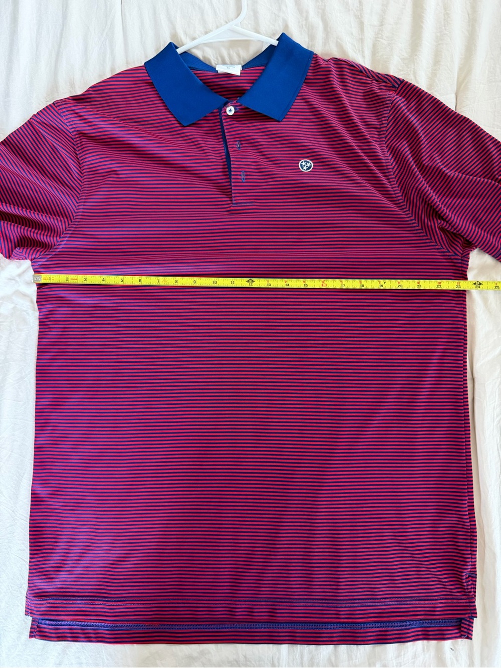 Men's Burgundy Striped Polo with Navy Collar